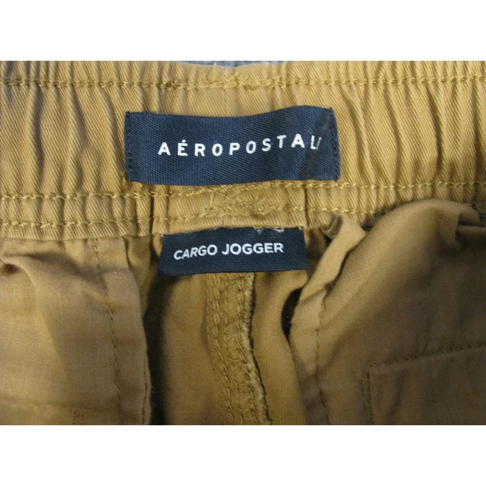 Aeropostale Mens Cargo Jogger Pants Tan Khaki Non Stretch Cotton XS New 2054‎